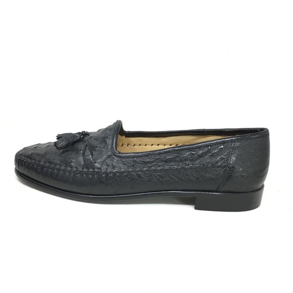 NEW Zelli Loafers Shoes Size 12 Black Full Ostrich main image 9